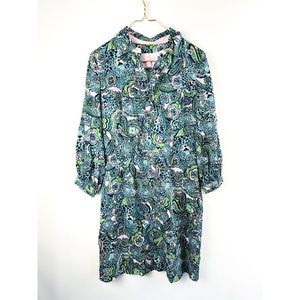 Lilly Pulitzer As 10 Master of the House Sabine Jaguar Printed Dress Teal Pink